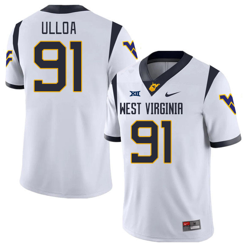 #91 Jonah Ulloa West Virginia Mountaineers College 2024 New Uniforms Football Jerseys Stitched Sale-White